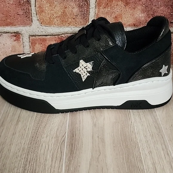 Michael Kors Black Lexi Embellished Mixed-Media Sneaker Women's 8.5 NIB - Picture 14 of 16